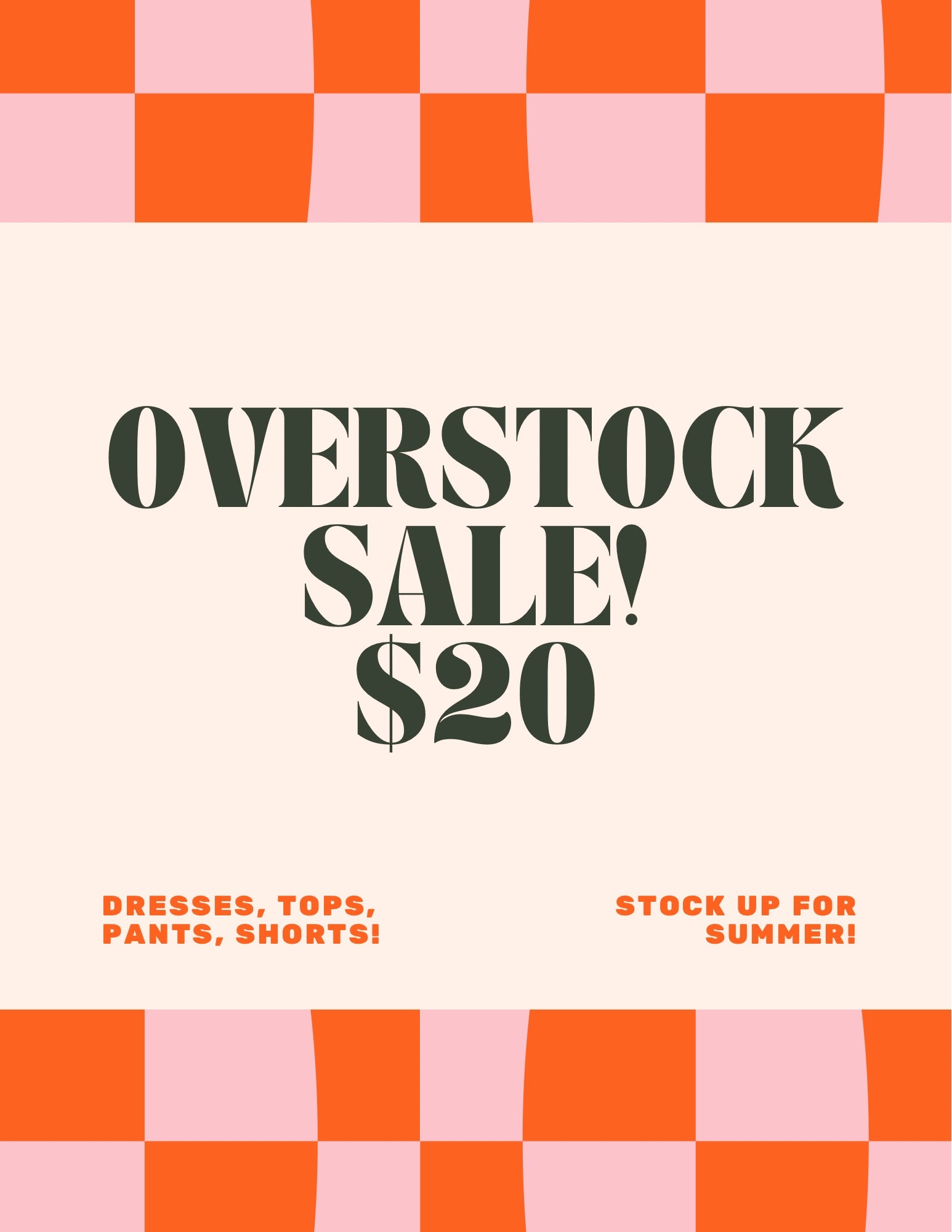 $20 OVERSTOCK SALE