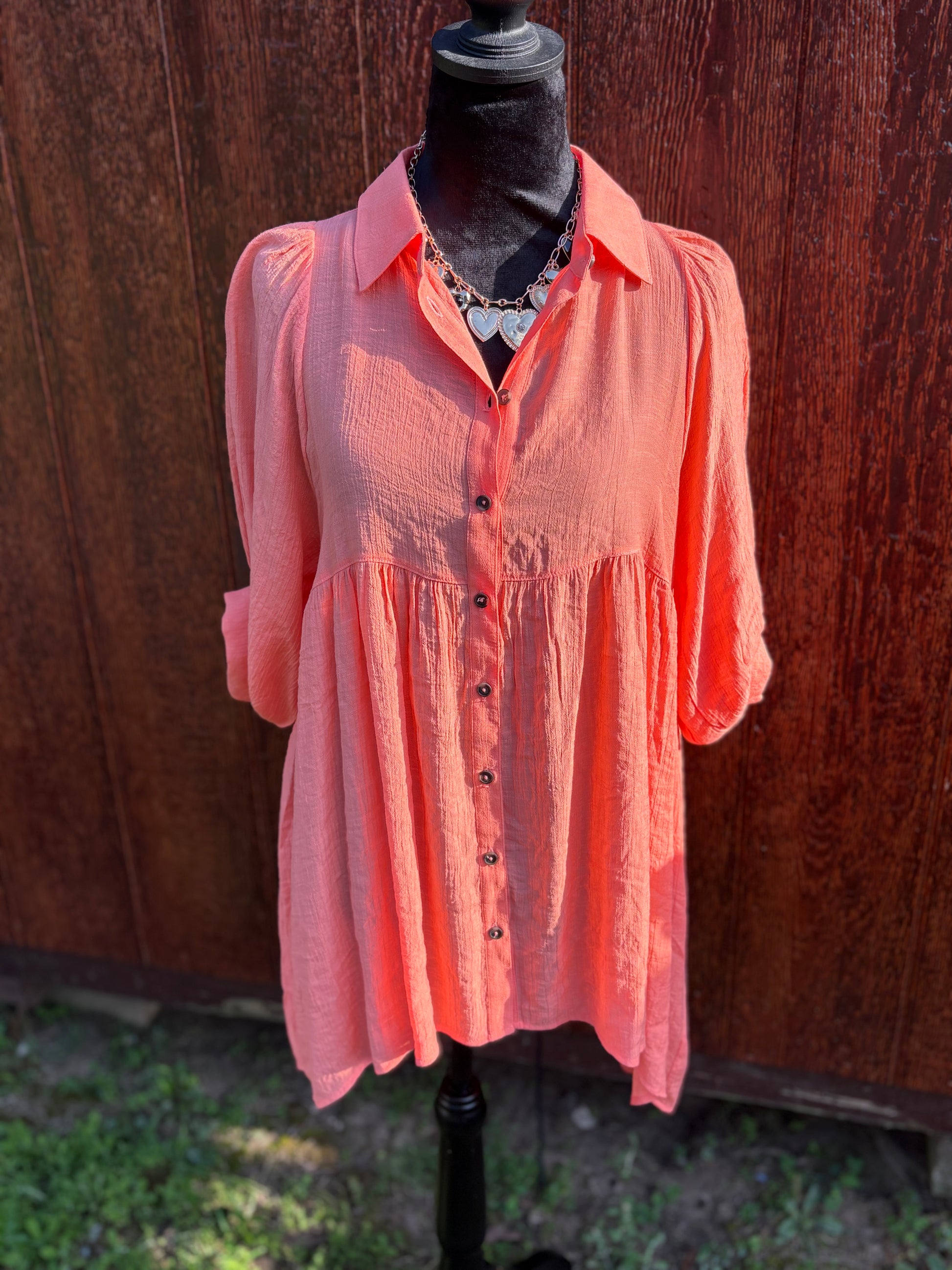 Coral Babydoll Top