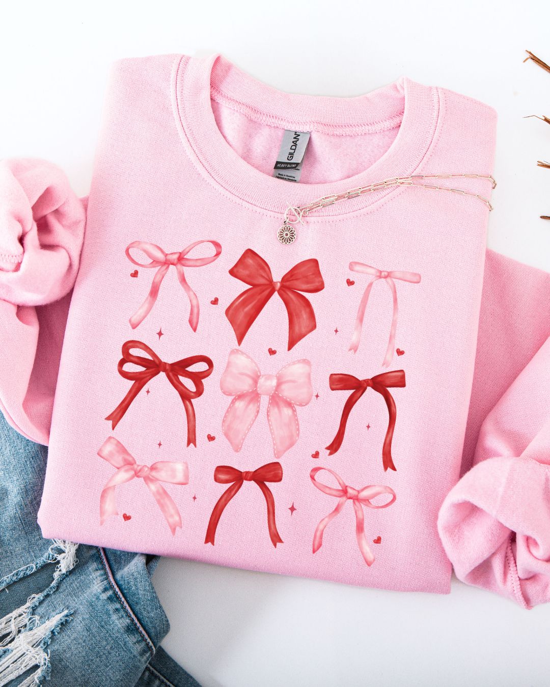 Valentine’s Bow Sweatshirt-Pink