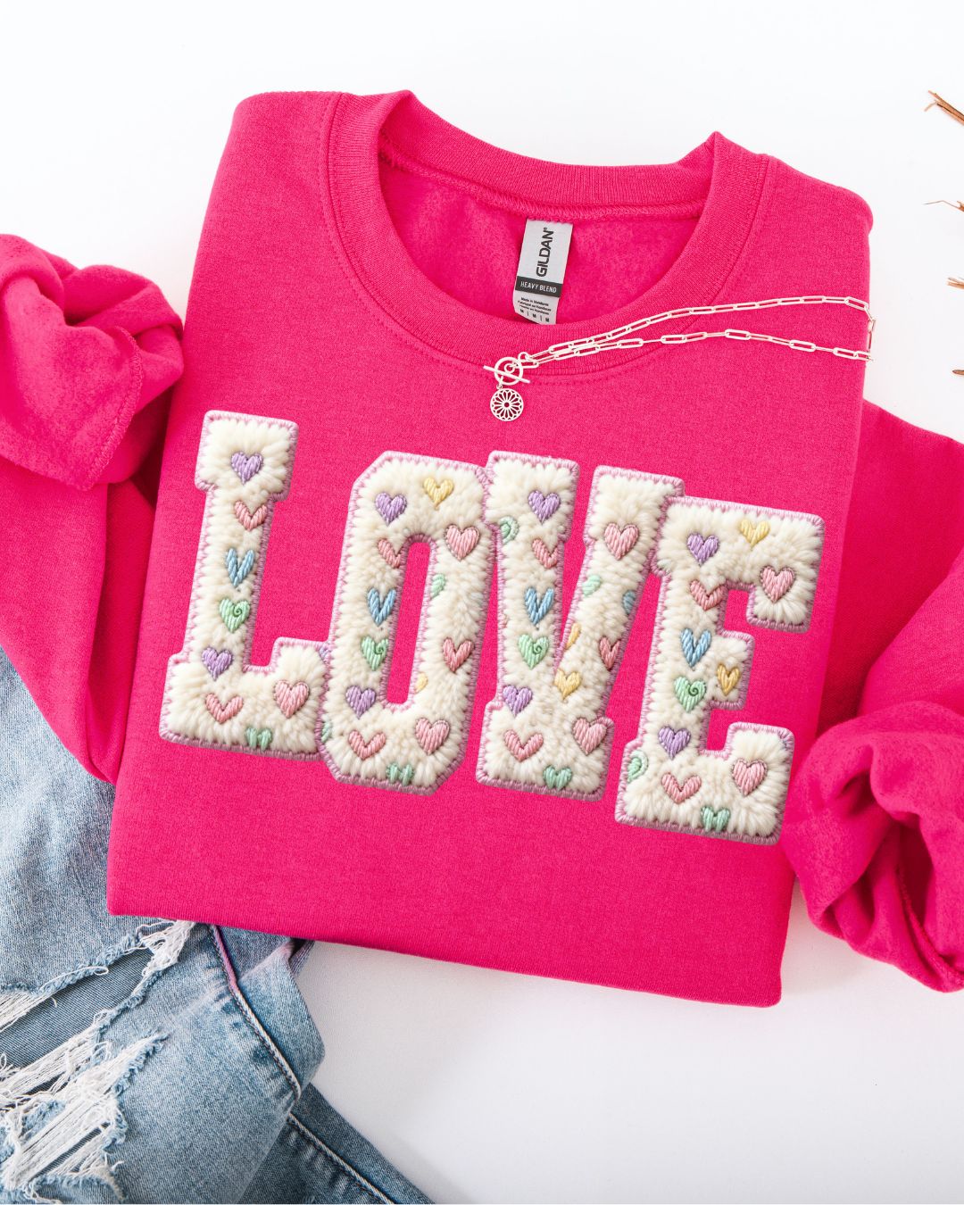 Valentine’s LOVE Sweatshirt-Hot Pink