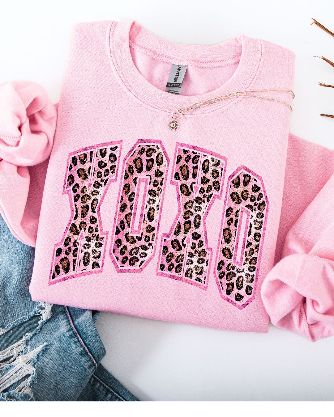 Glitter XOXO Sweatshirt-Pink