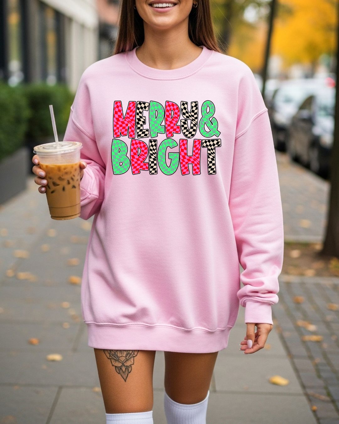 Merry & Bright Checkered Sweatshirt