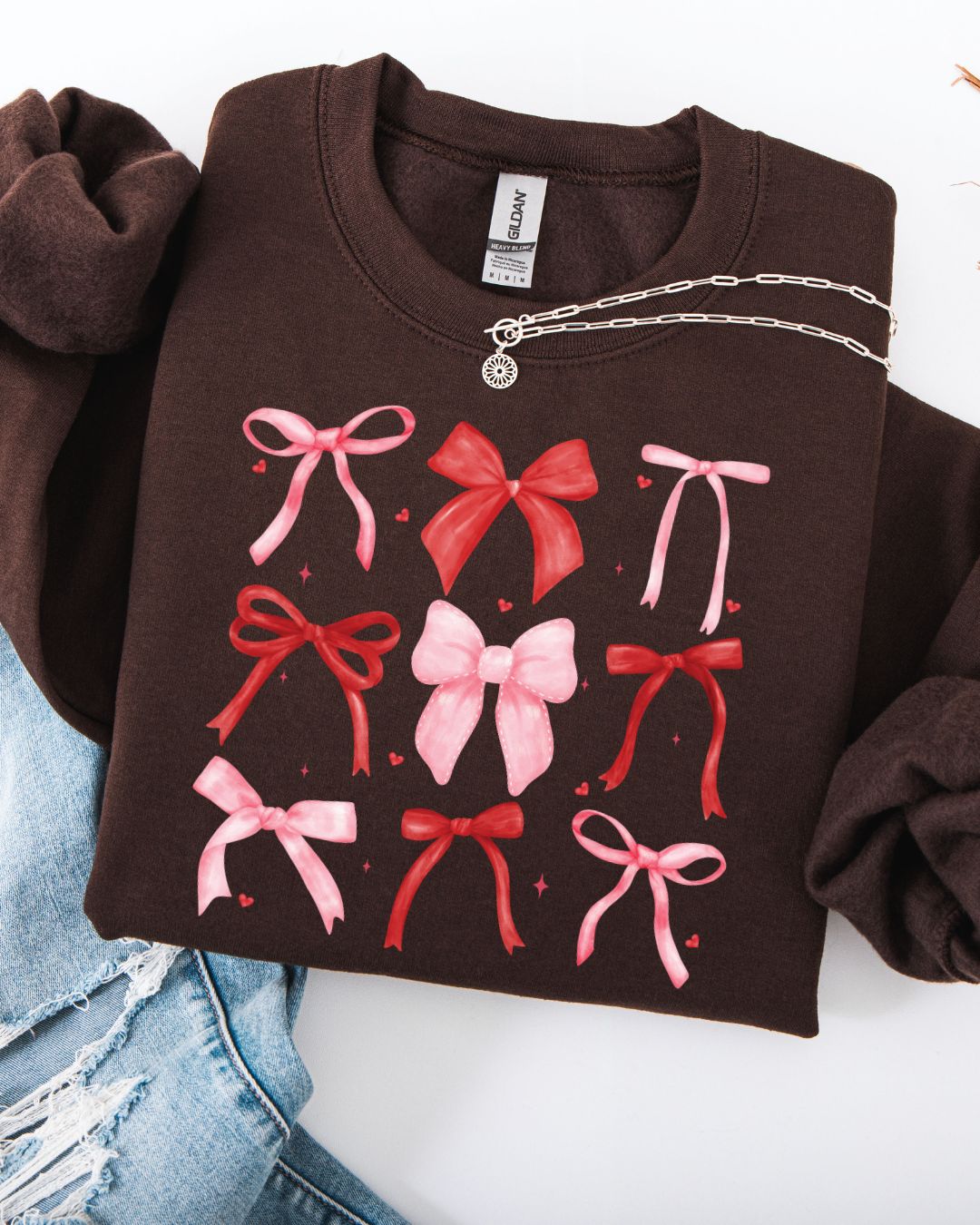 Valentine’s Bow Sweatshirt-Brown