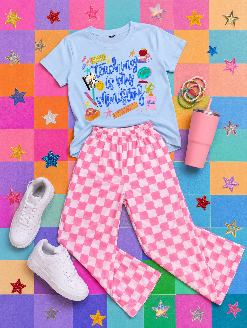 Pink & White Checkered Pants