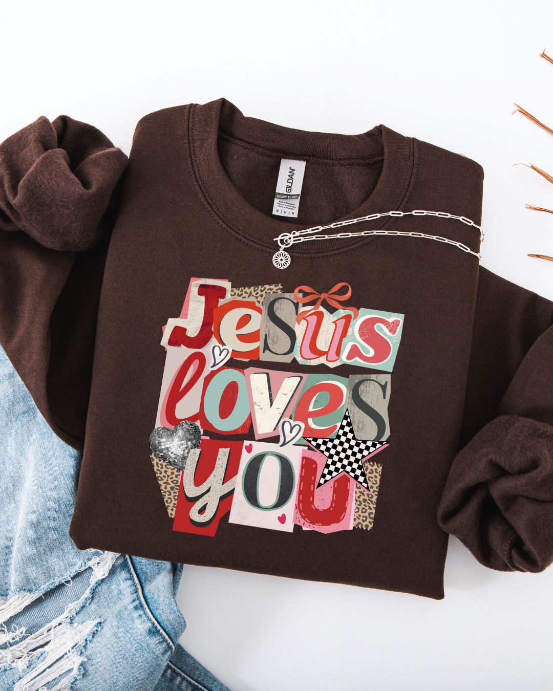 Jesus Loves You Sweatshirt-Brown