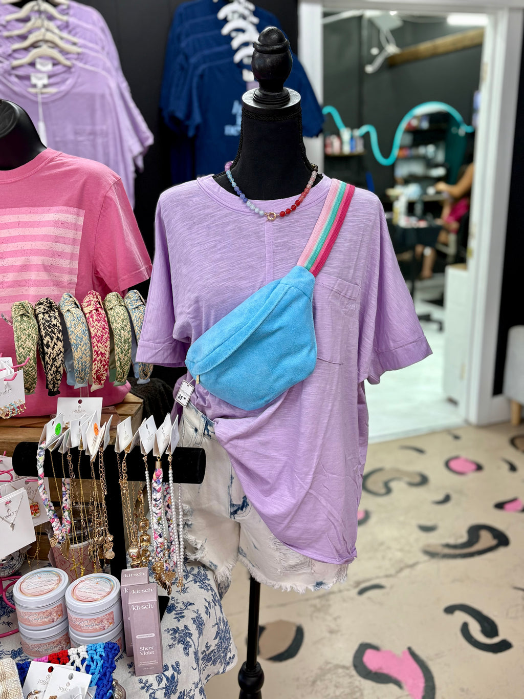 Blue Terrycloth belt bag
