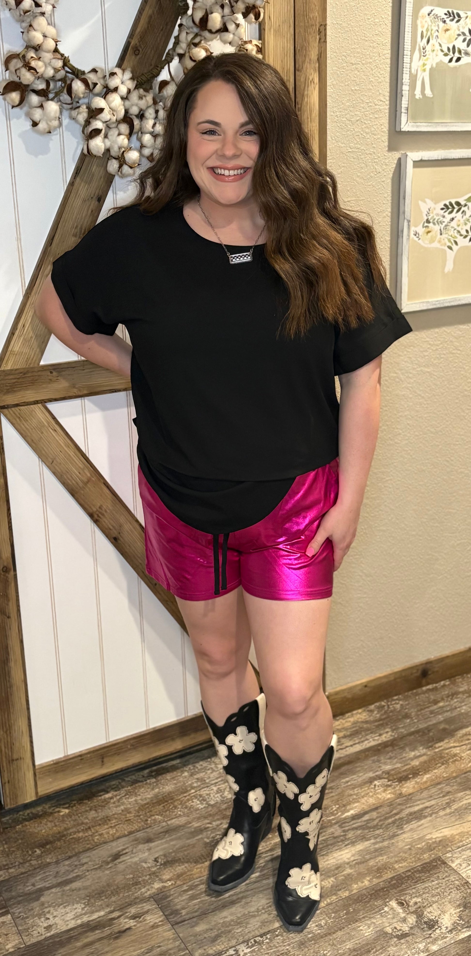 Metallic Hot Pink Shorts