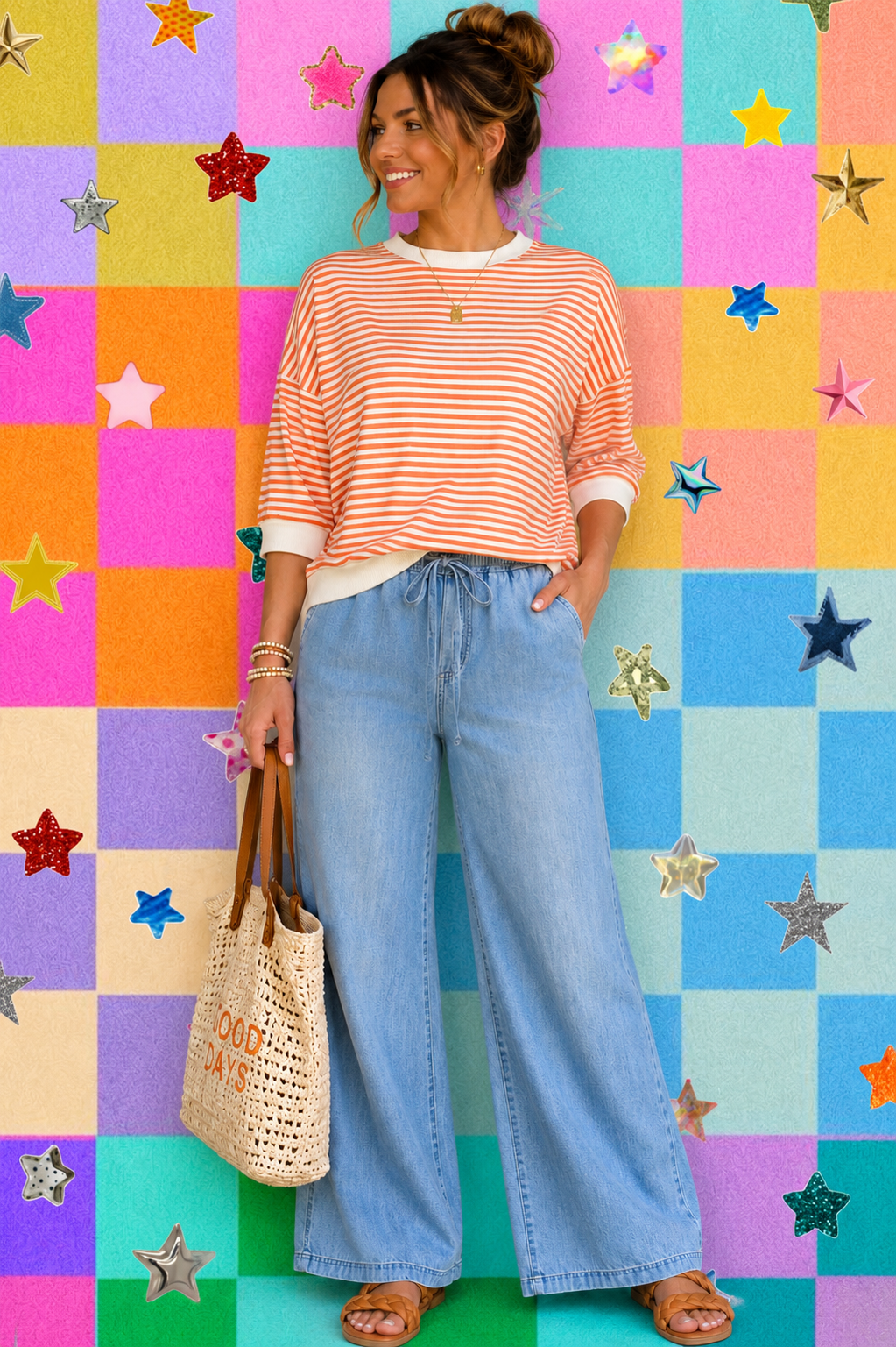 Orange & White Stripe Top