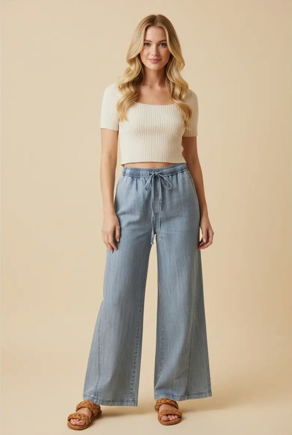 Wide Leg Denim Pants