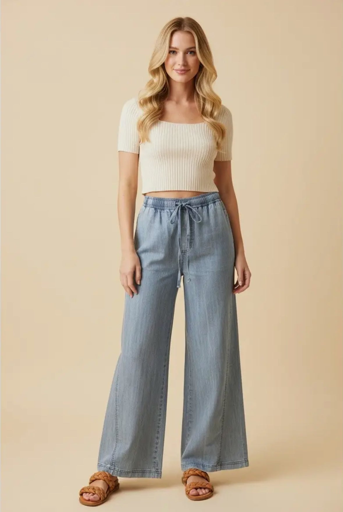 Wide Leg Denim Pants