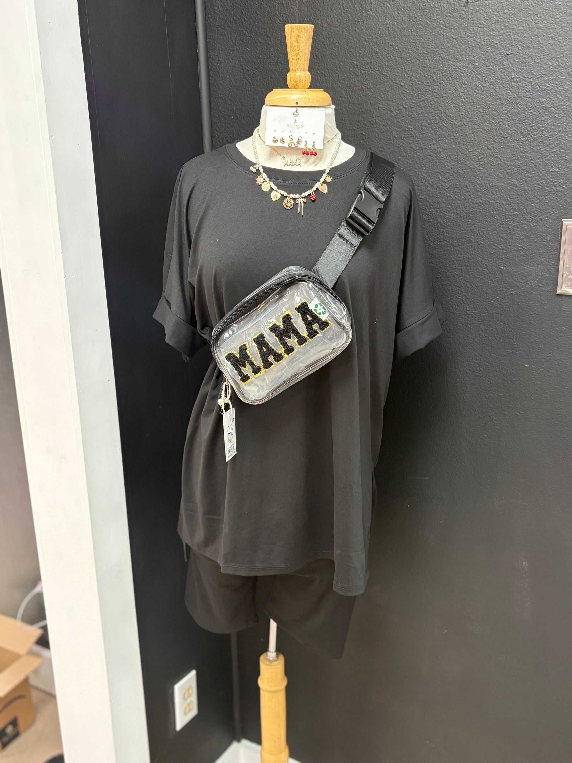 Black Biker Short Set