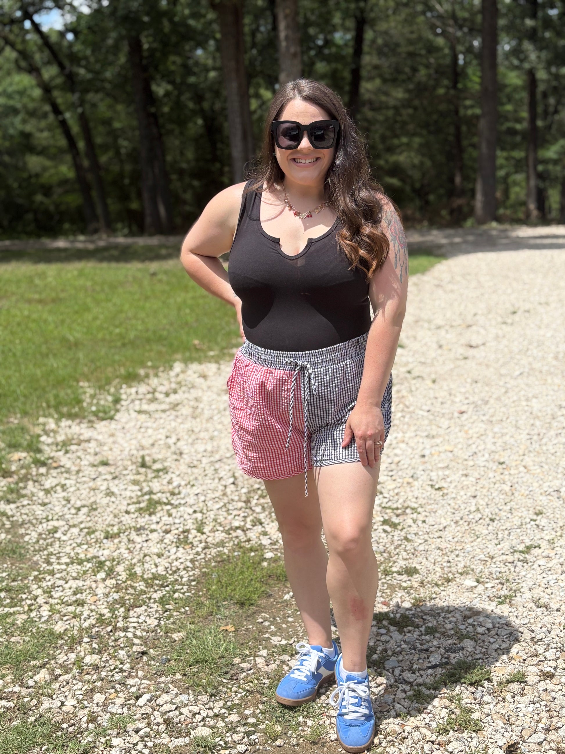 Red/Black Split Shorts