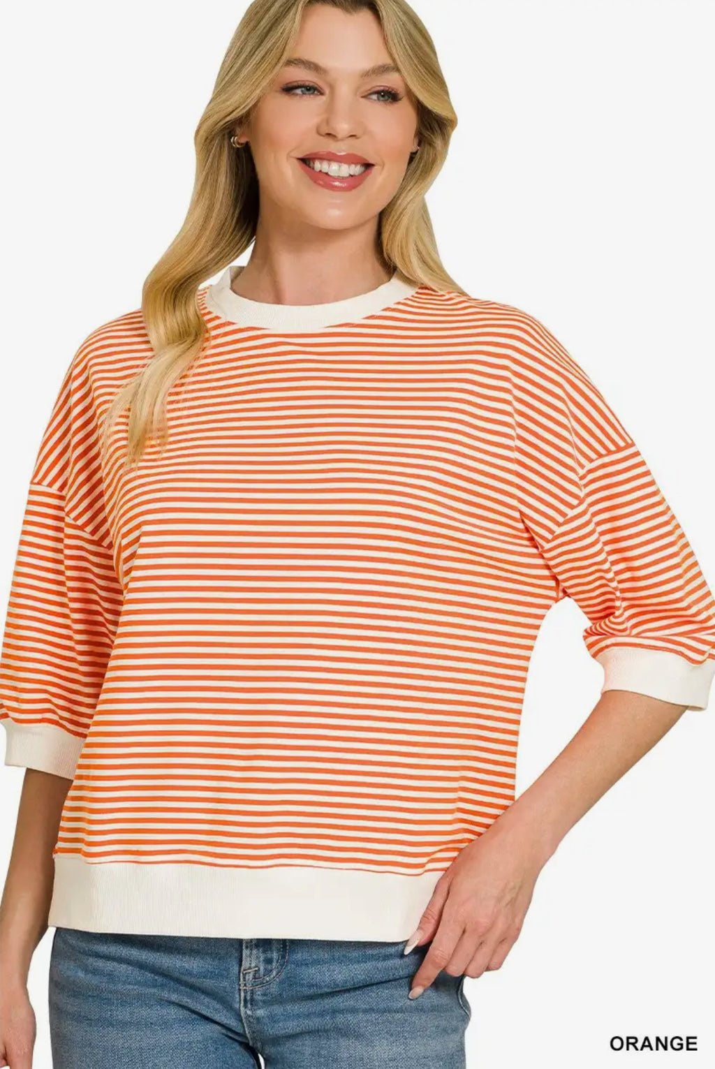 Orange & White Stripe Top