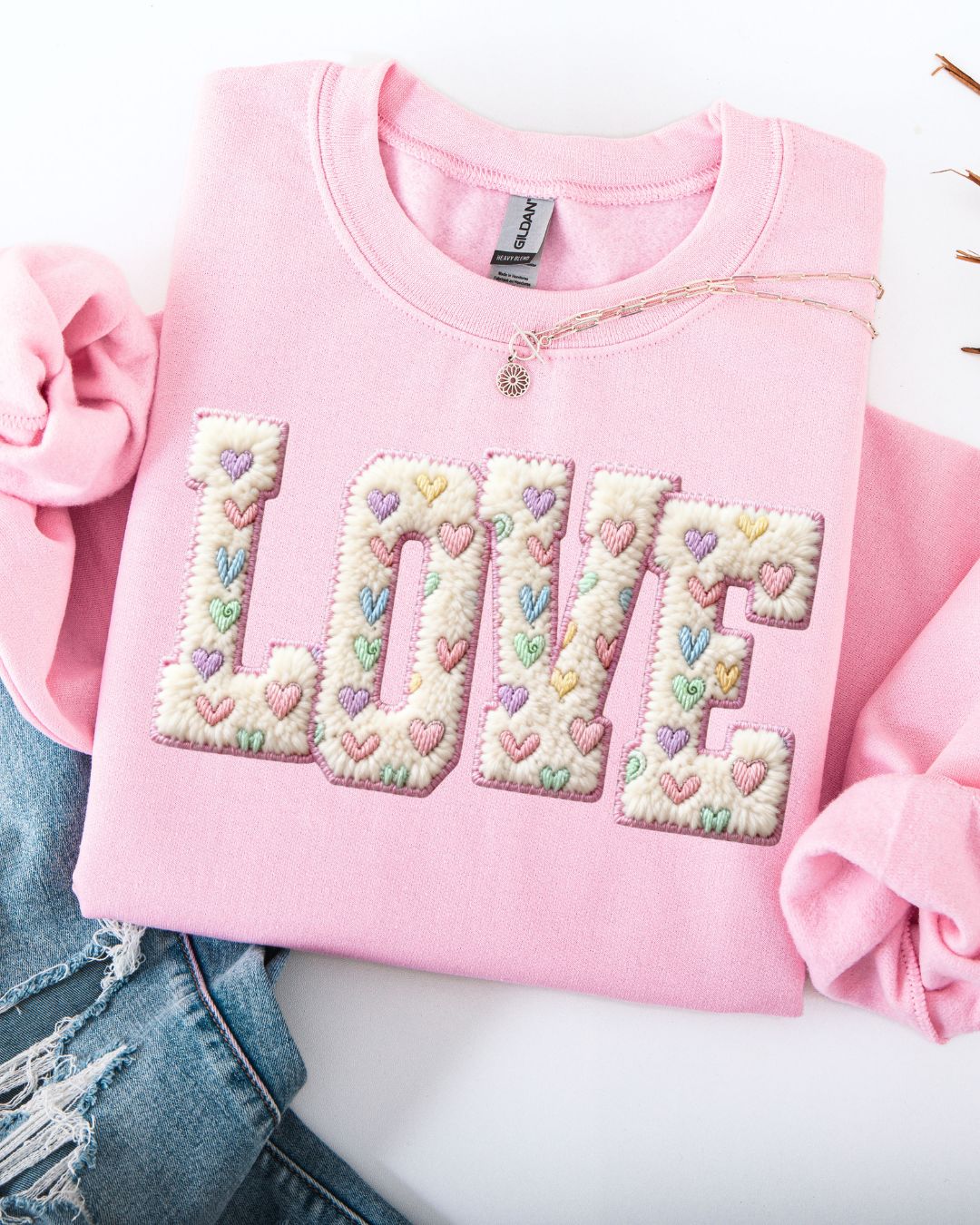 Valentine’s LOVE Sweatshirt-Light Pink
