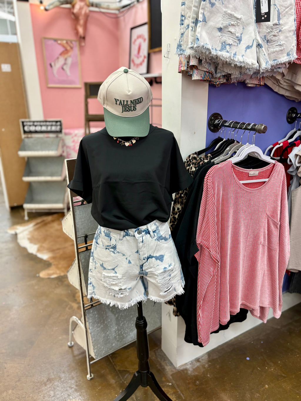 Acid Wash Denim Shorts