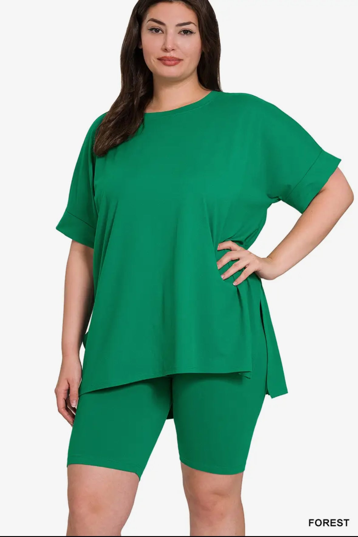 Green Biker Short Set