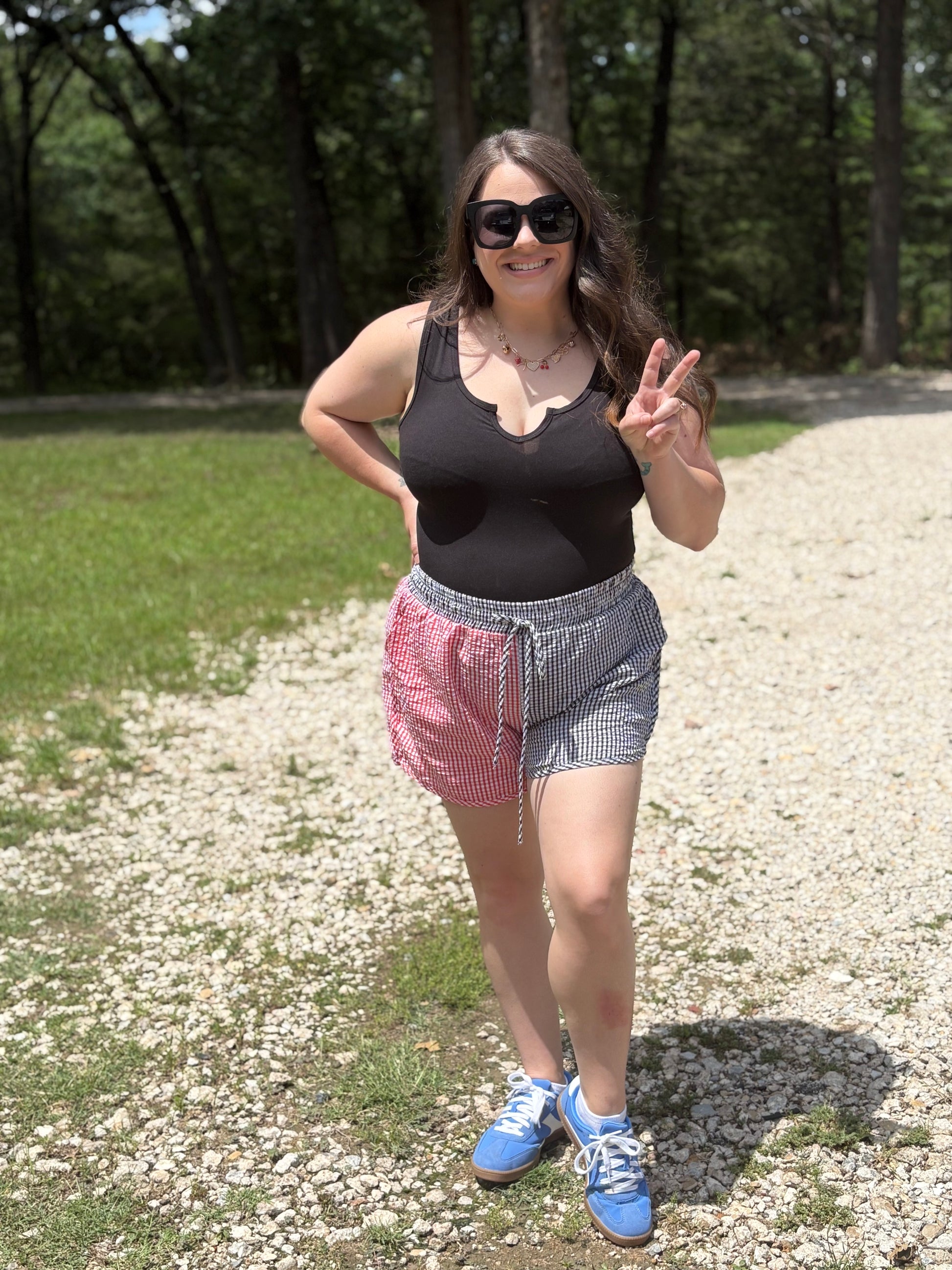 Red/Black Split Shorts