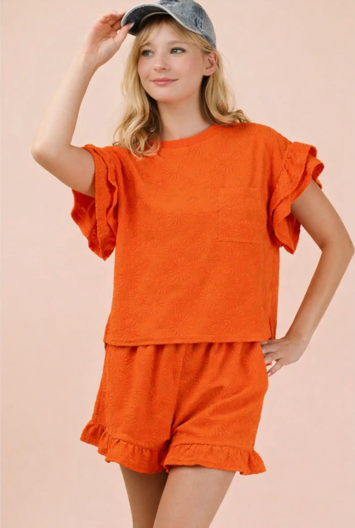 Orange Daisy Short Set
