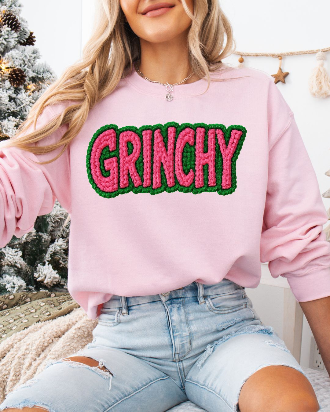 Grinchy Sweatshirt-Pink