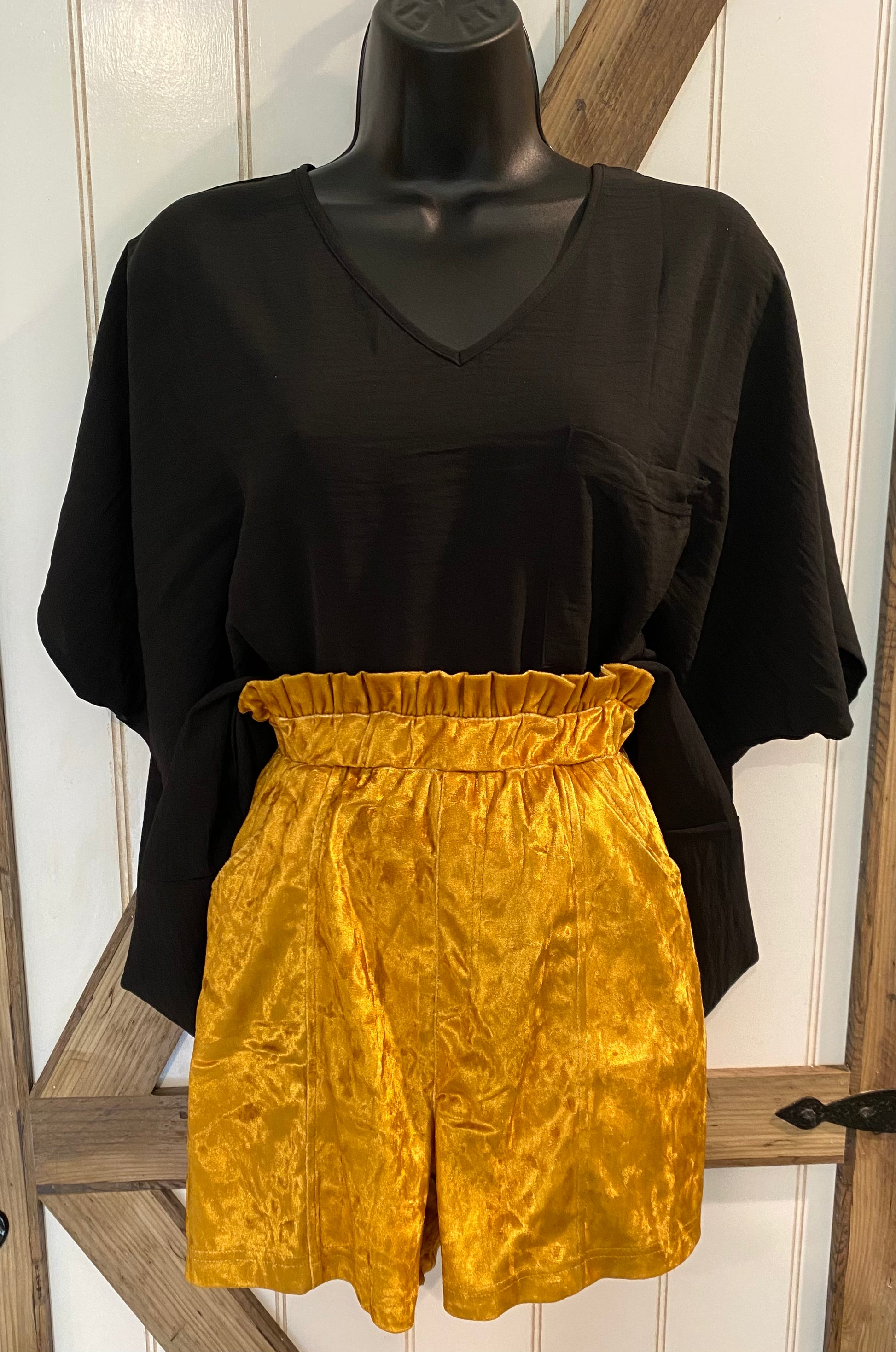 Mustard Velvet Shorts