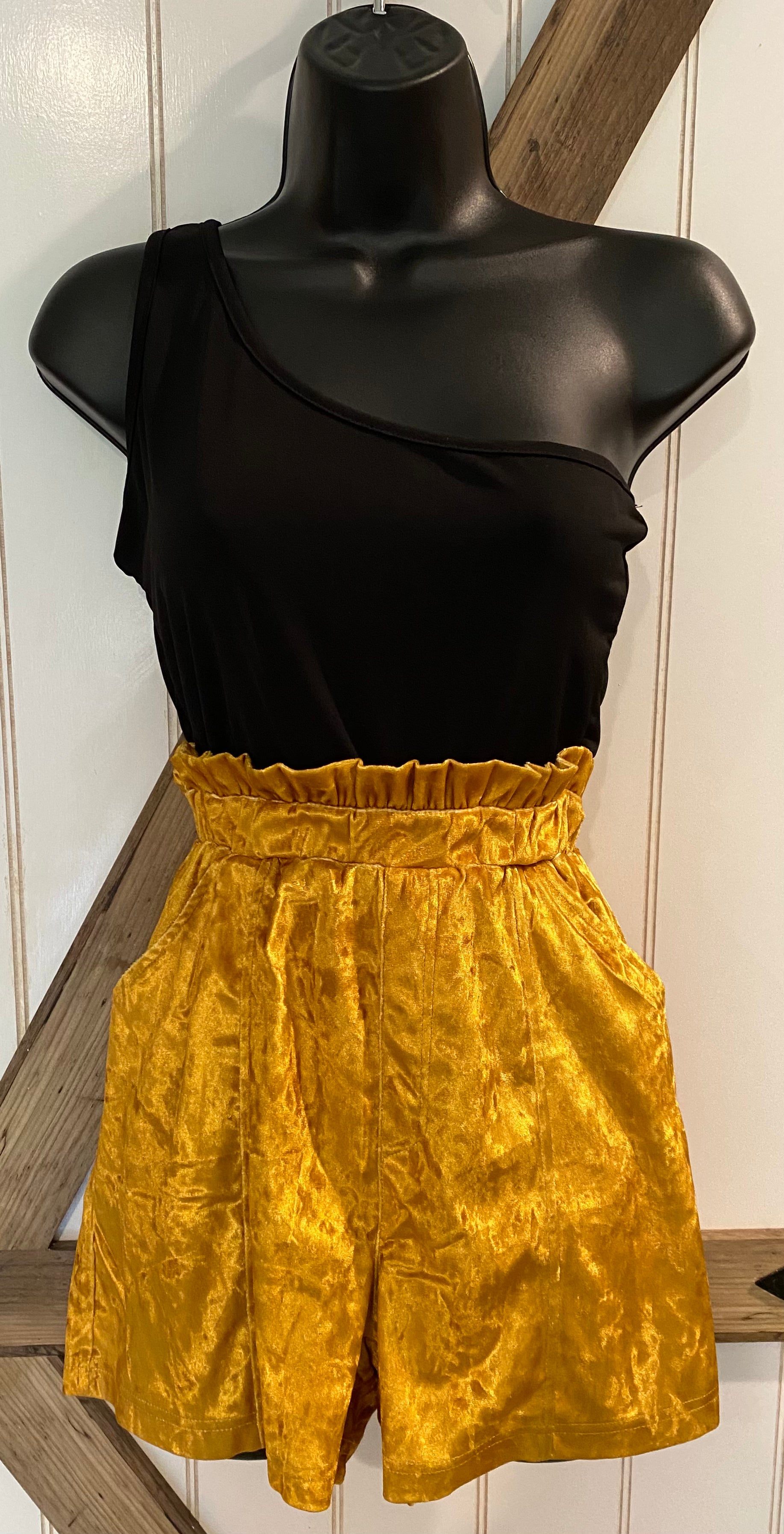 Mustard Velvet Shorts