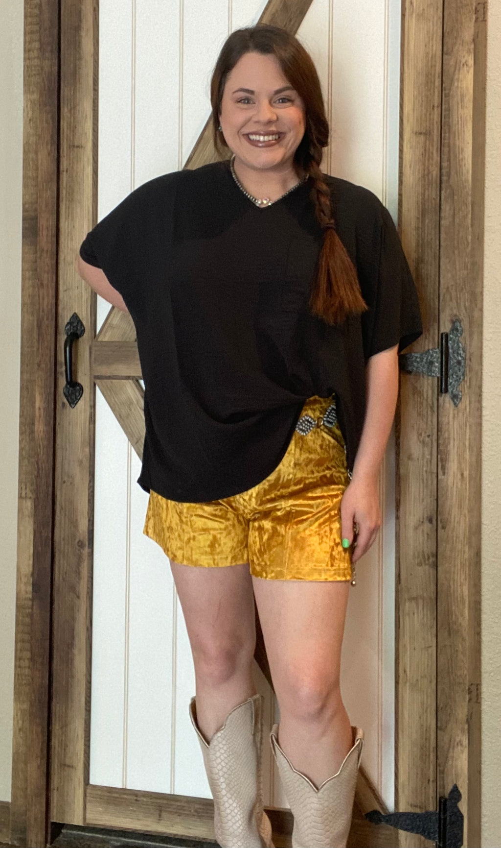 Mustard Velvet Shorts