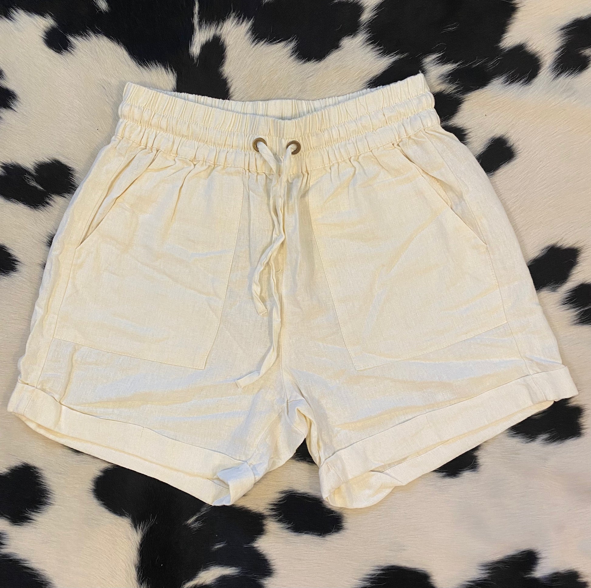 Cream Linen Shorts