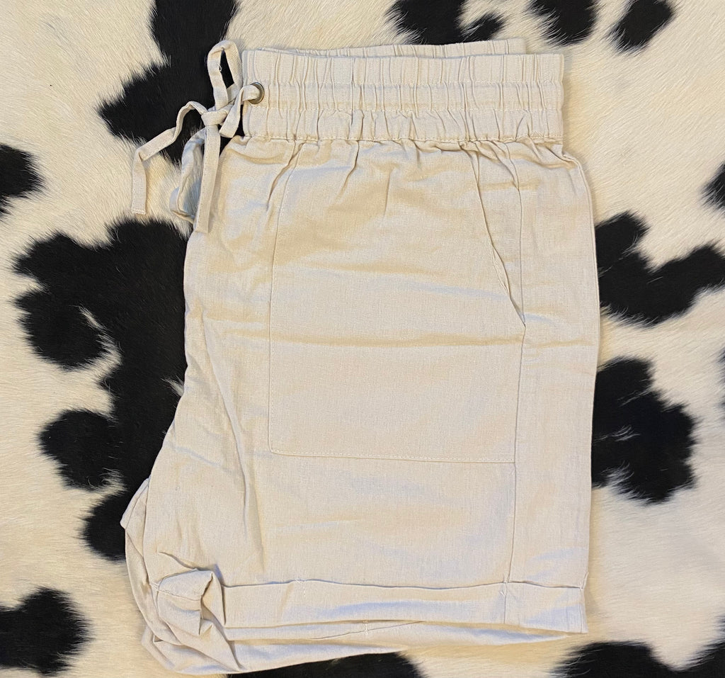 Beige Linen Shorts