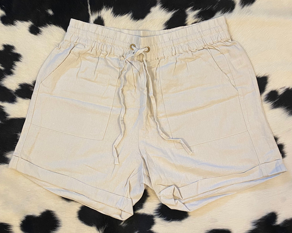 Beige Linen Shorts
