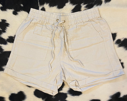 Beige Linen Shorts