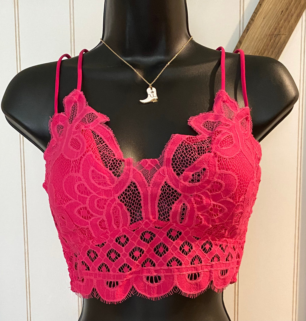 Fuchsia Lace Bralette