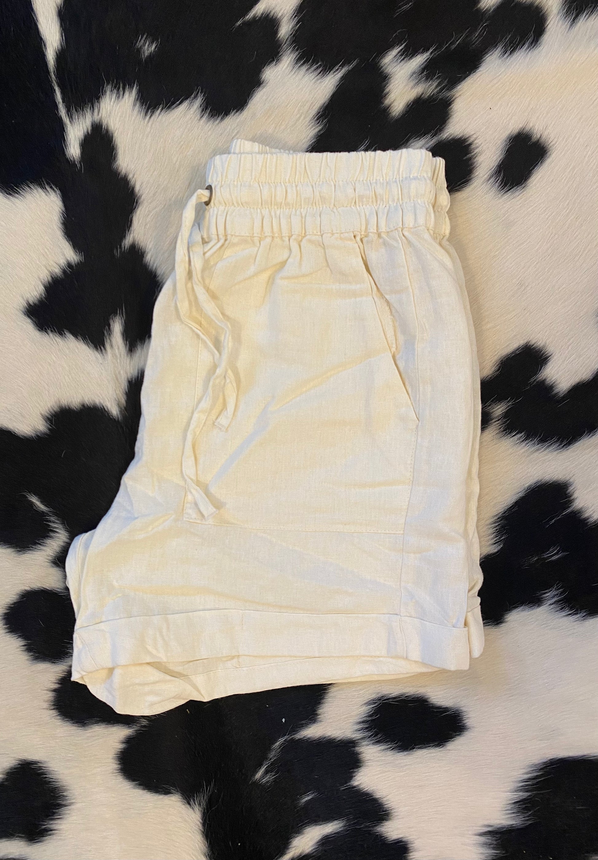 Cream Linen Shorts