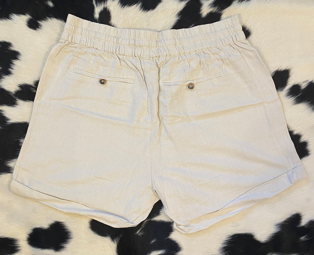 Beige Linen Shorts
