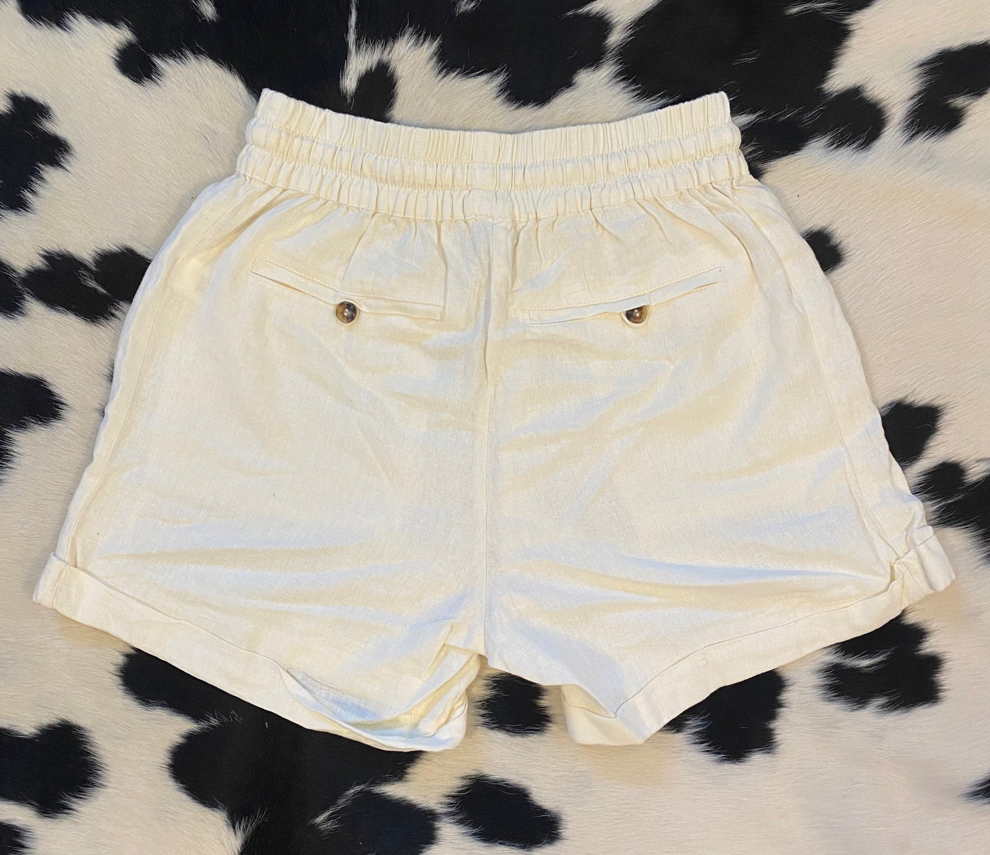 Cream Linen Shorts